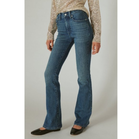 Lucky Brand High Rise Women's Dark Wash Flare Jeans 2 Way Stretch Sz 10 NWT - Picture 2 of 7